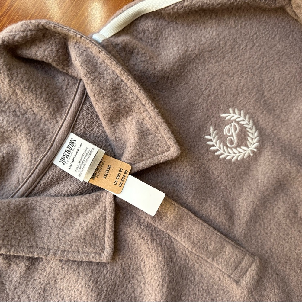 Prince Taupe Fleece Pullover with Embroidered Crest